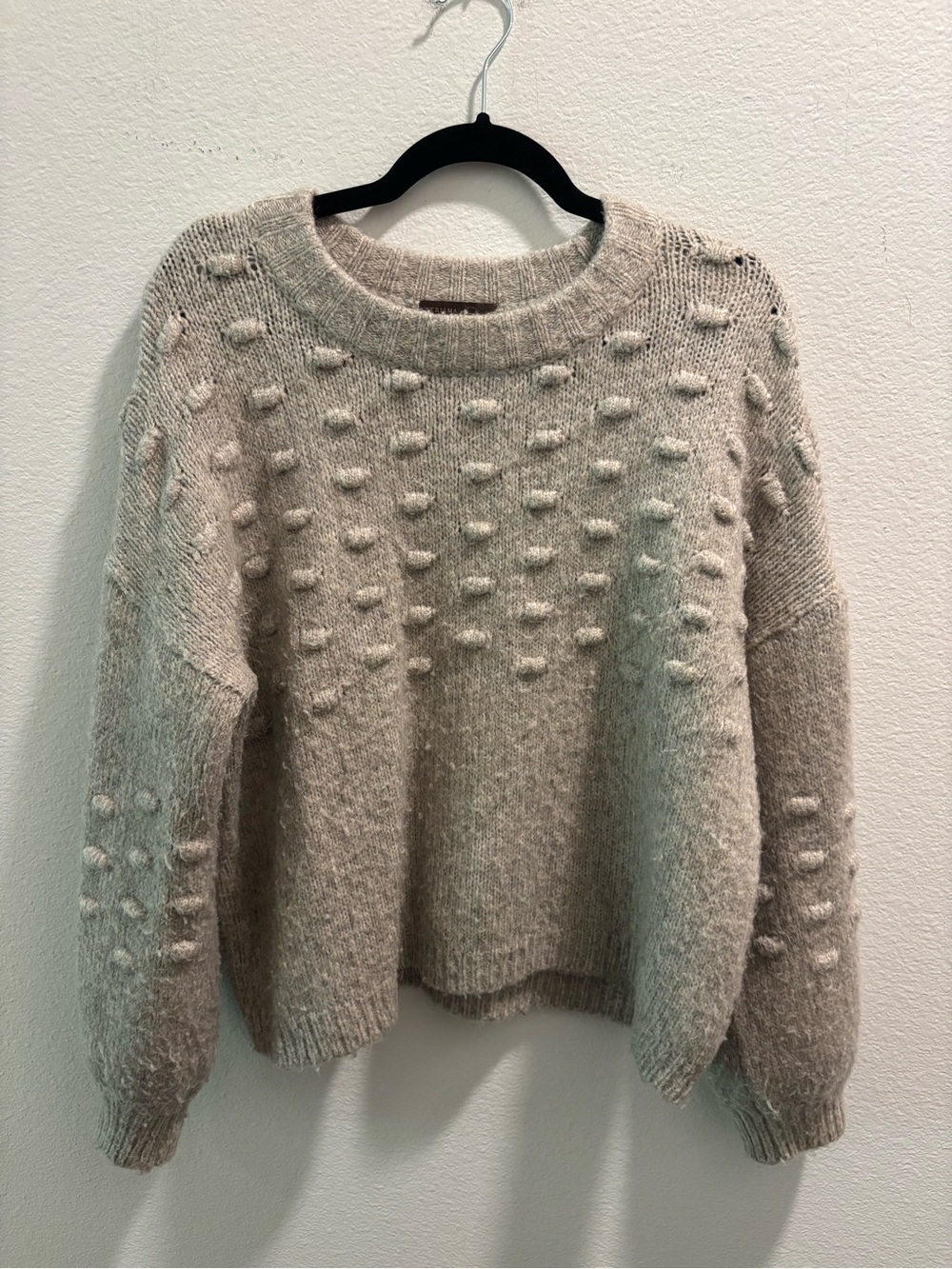 KERISMA Cozy Beige Textured Pom-Pom Sweater, size M/L